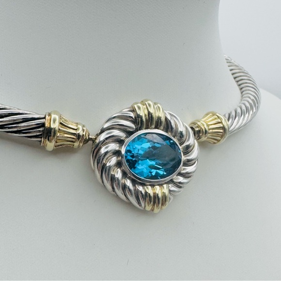 David Yurman Renaissance Choker Necklace With Topaz And Gold - Picture 6 of 8